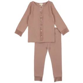 Lil Legs Mauve Velour Trim Pajama Set