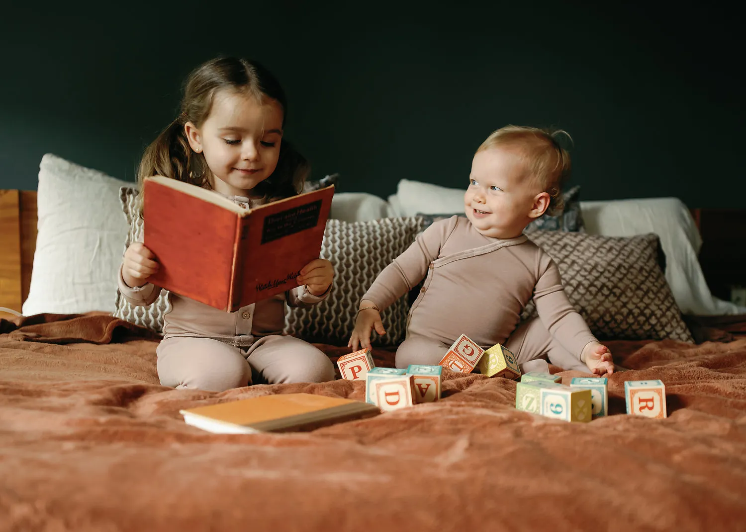 Lil Legs Mauve Velour Trim Pajama Set