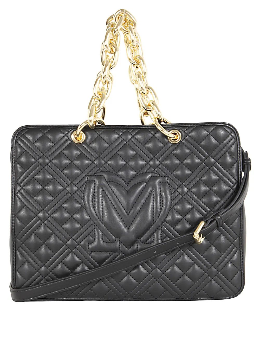 Love Moschino Logo Plaque Quilted Tote Bag