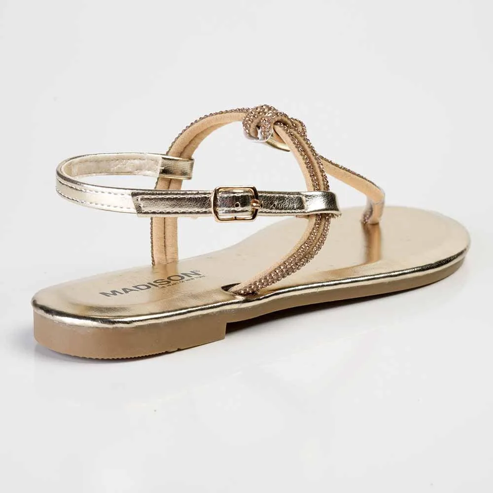 Madison Heather Metallic T-bar Sandal - Gold