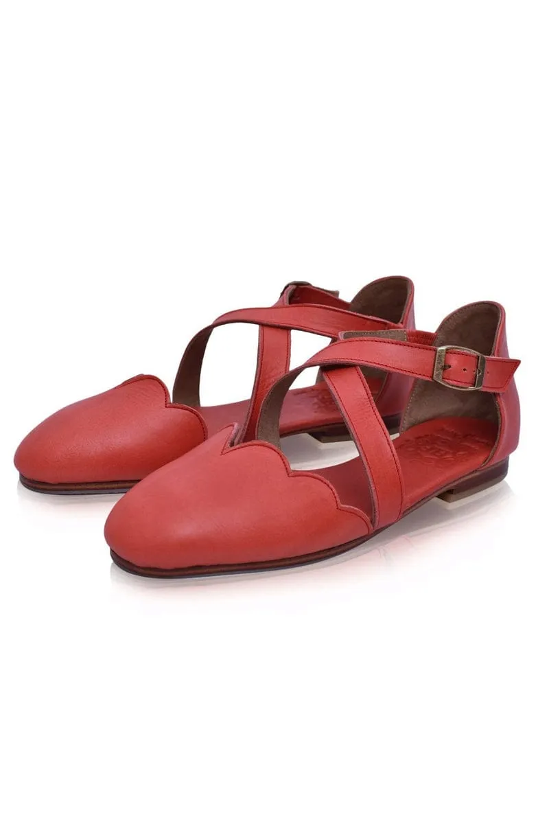 Mangrove Leather Flats in Vintage Red