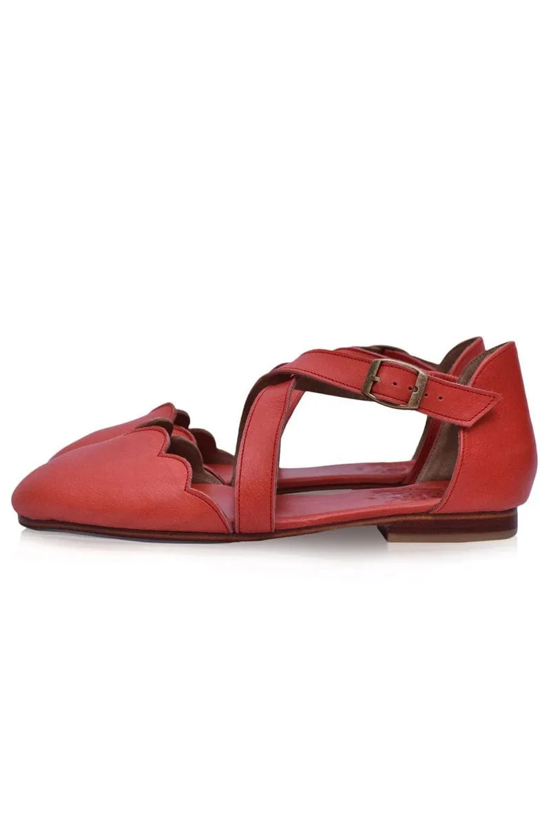 Mangrove Leather Flats in Vintage Red