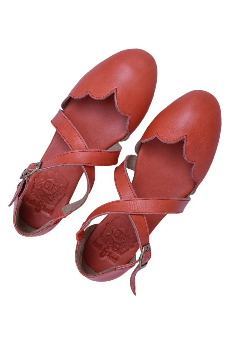 Mangrove Leather Flats in Vintage Red