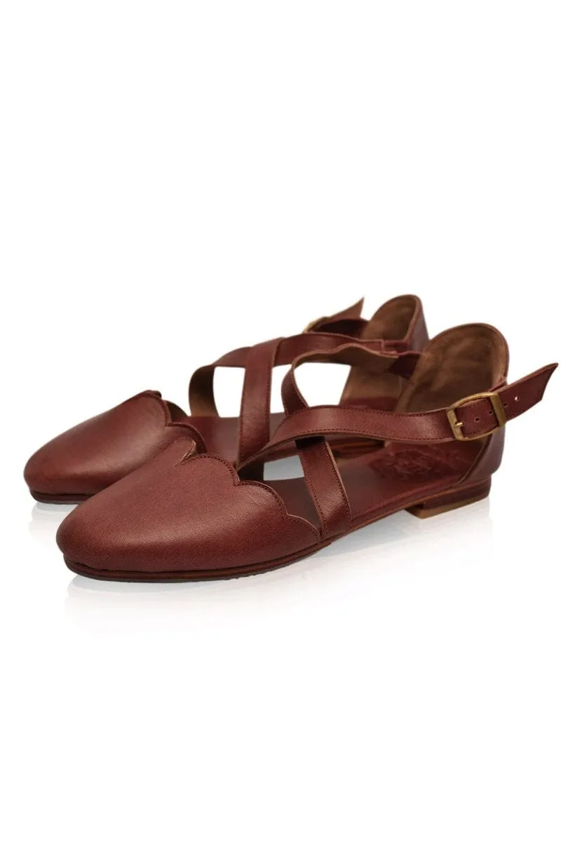 Mangrove Leather Flats in Vintage Red