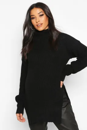 Maternity Turtleneck Side Split Nursing Sweater