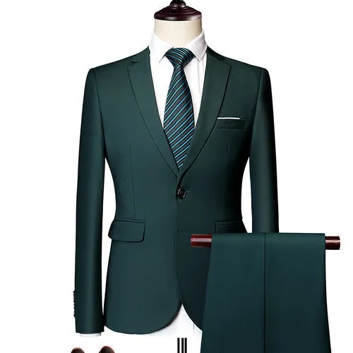 Men's Classic High-end Customized Solid Color Slim Wedding Two Piece Suit