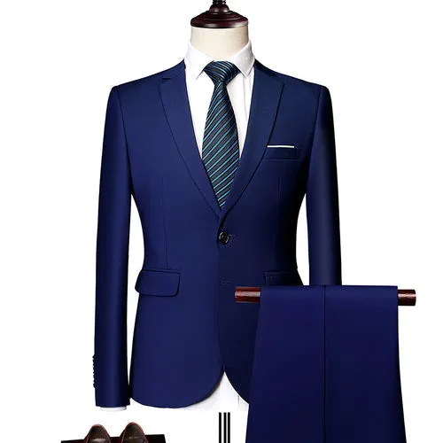 Men's Classic High-end Customized Solid Color Slim Wedding Two Piece Suit