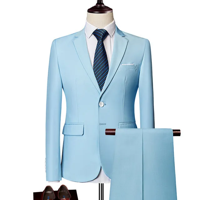 Men's Classic High-end Customized Solid Color Slim Wedding Two Piece Suit