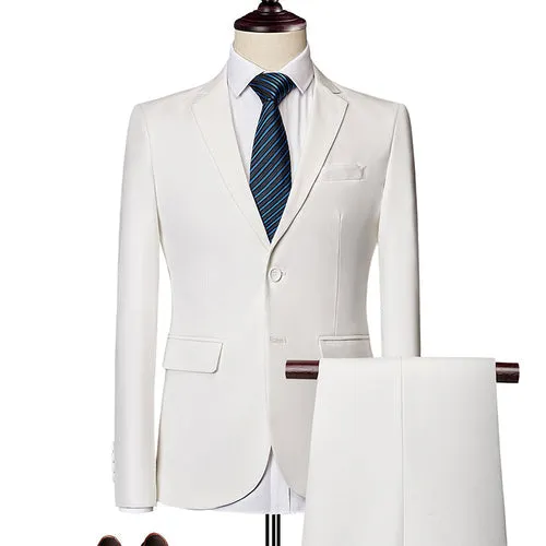 Men's Classic High-end Customized Solid Color Slim Wedding Two Piece Suit