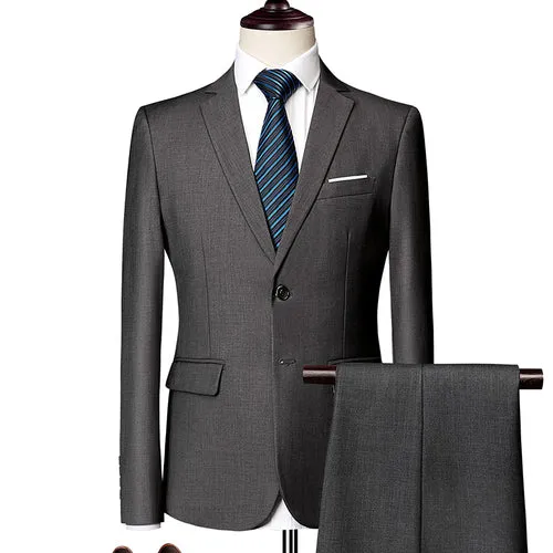 Men's Classic High-end Customized Solid Color Slim Wedding Two Piece Suit