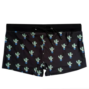 Men's Polyester Printed Tree Pattern Low Waist Beach Short Swimwear