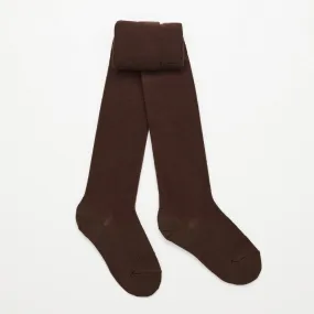 Merino Wool Textured Knit Tights - Cacao