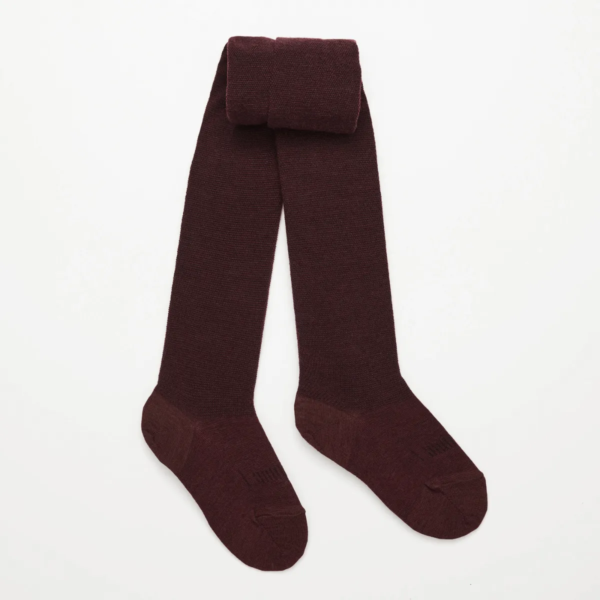 Merino Wool Textured Knit Tights - Currant