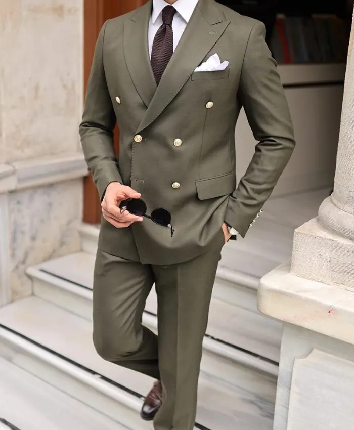 Military Green Suit - Double Breasted Suit - William Jacket