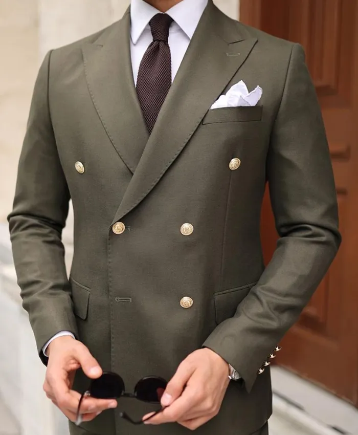 Military Green Suit - Double Breasted Suit - William Jacket