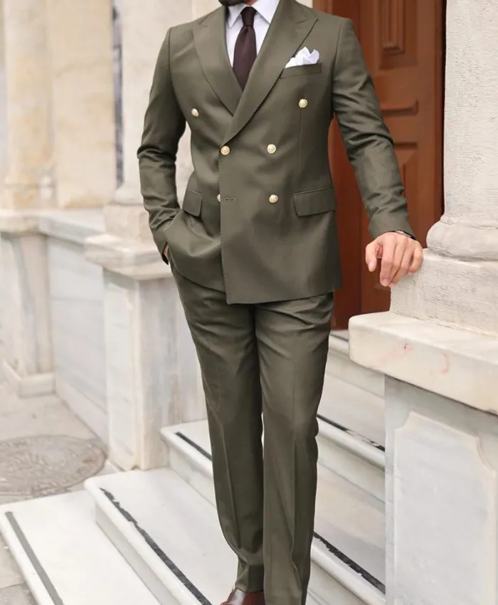 Military Green Suit - Double Breasted Suit - William Jacket