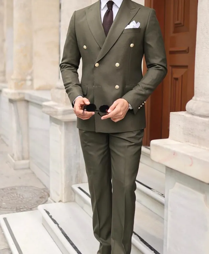 Military Green Suit - Double Breasted Suit - William Jacket