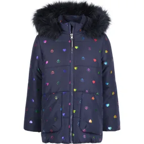 Nautica Toddler Girls' Heart Rainbow Foil Coat (2T-4T) Navy