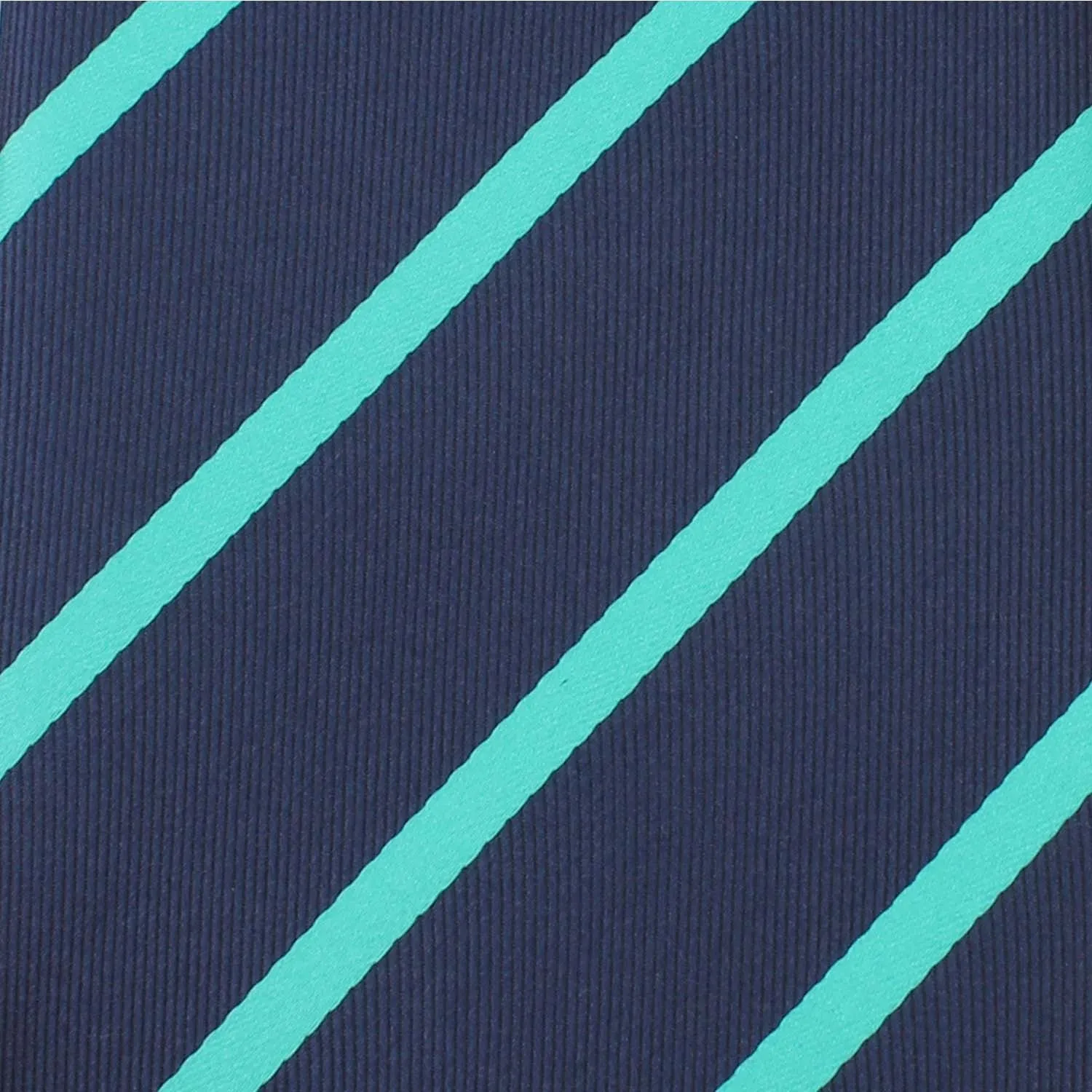 Navy Blue Pocket Square with Striped Aqua Green