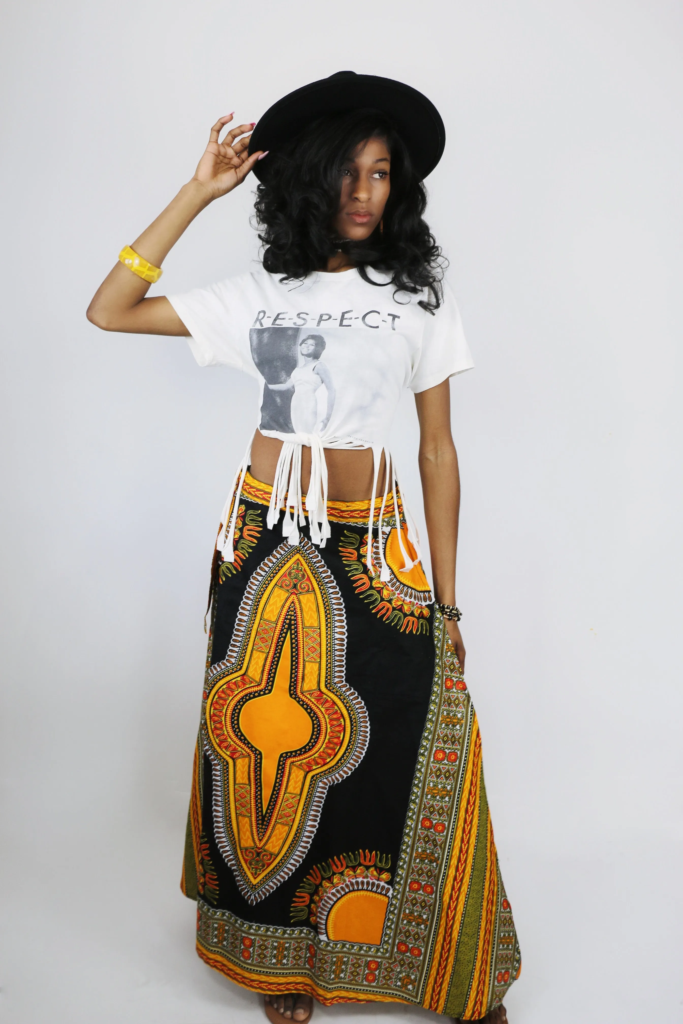 Noir Dashiki Wrap Skirt