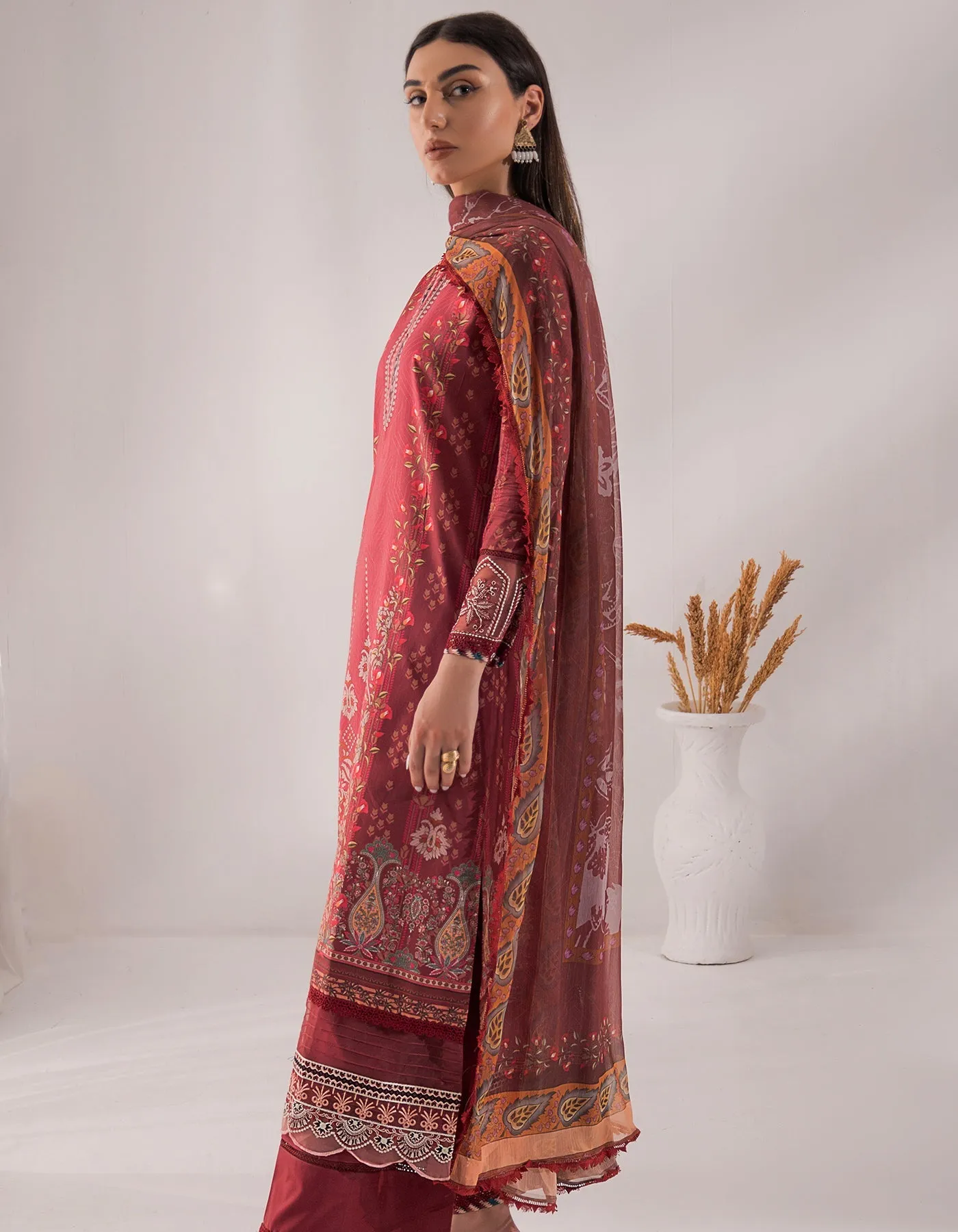 Nur by Shazme Embroidered Lawn Unstitched 3Pc Suit SH-05 DAHLIA