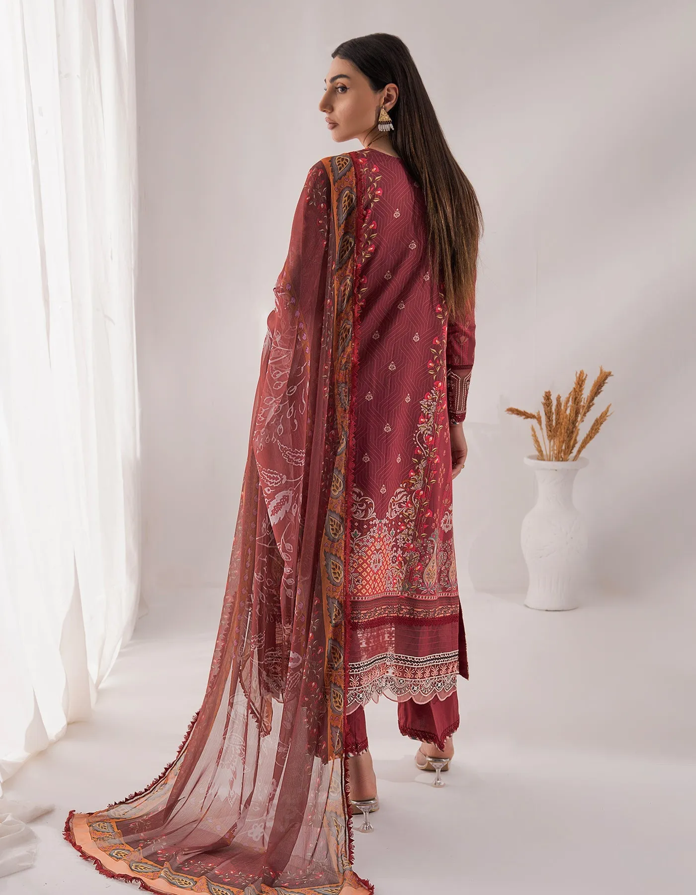 Nur by Shazme Embroidered Lawn Unstitched 3Pc Suit SH-05 DAHLIA