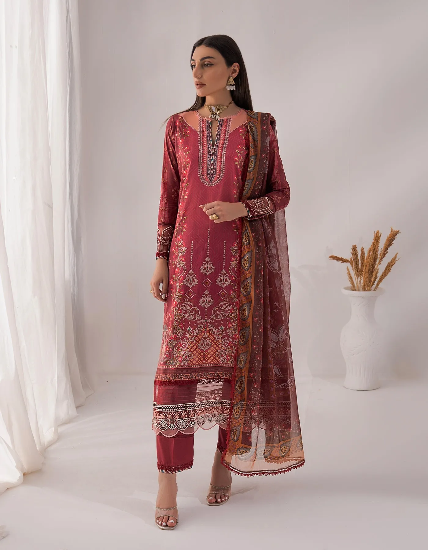 Nur by Shazme Embroidered Lawn Unstitched 3Pc Suit SH-05 DAHLIA