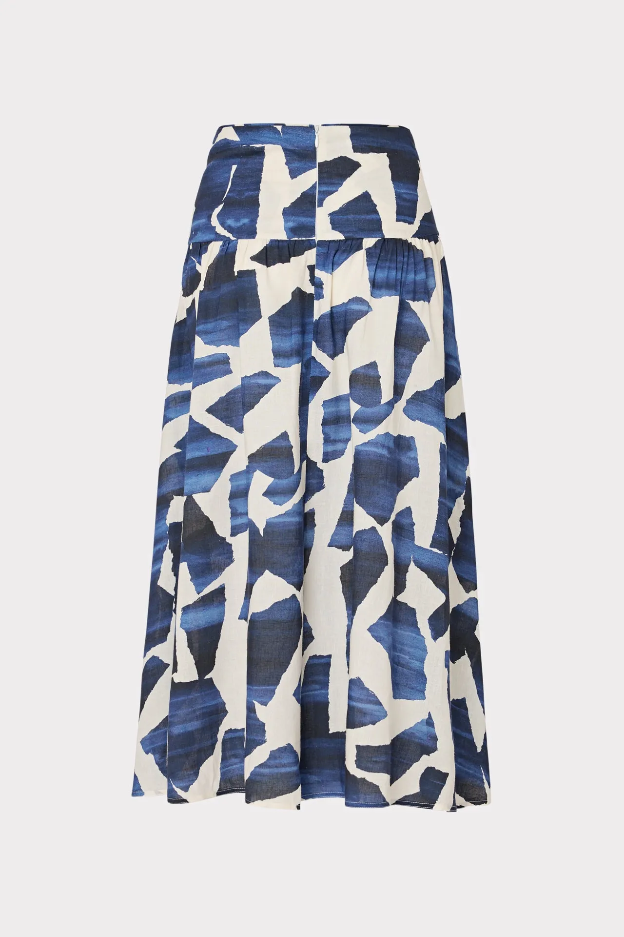 Ocean Puzzle Viscose Linen Skirt