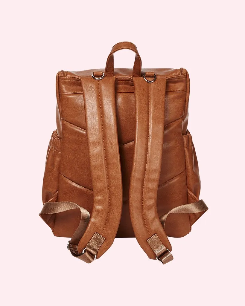 OiOi Signature Nappy Backpack - Tan Vegan Leather