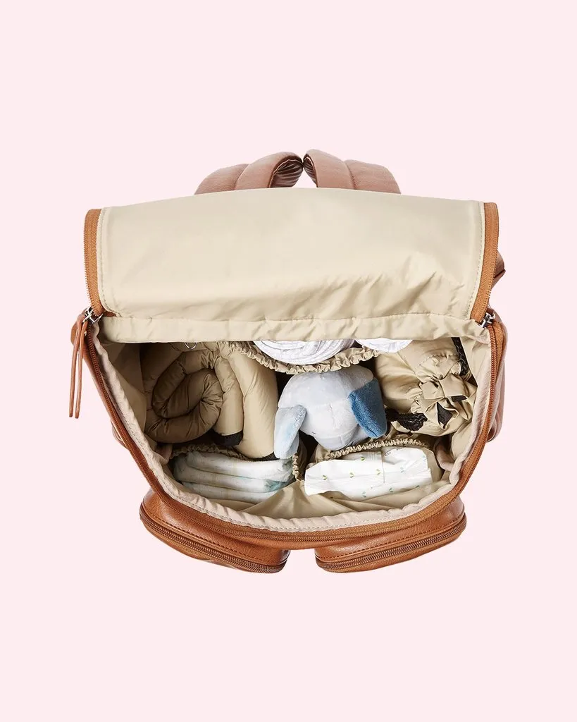 OiOi Signature Nappy Backpack - Tan Vegan Leather