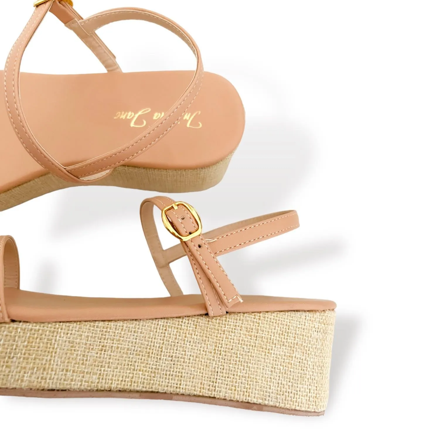 OTTAWA Slim Strap Raffia Platform Sandals