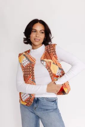 Patchwork Vest in Orange Multi