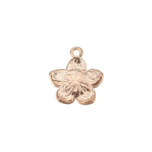 Pendants, Alloy, Flower, Single-Sided, Pearlized, Lavender Blush, Enamel, Light Gold Plated, 16.5mm