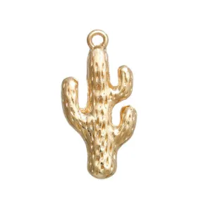 Pendants, Cactus, Single-Sided, Gold Plated, Alloy, 26mm