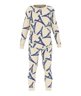 Petit Bateau Boy's LS Eiffel Tower Print Loungewear Set