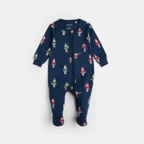 Petit Lem Nutcracker Print on Dress Blue Sleeper