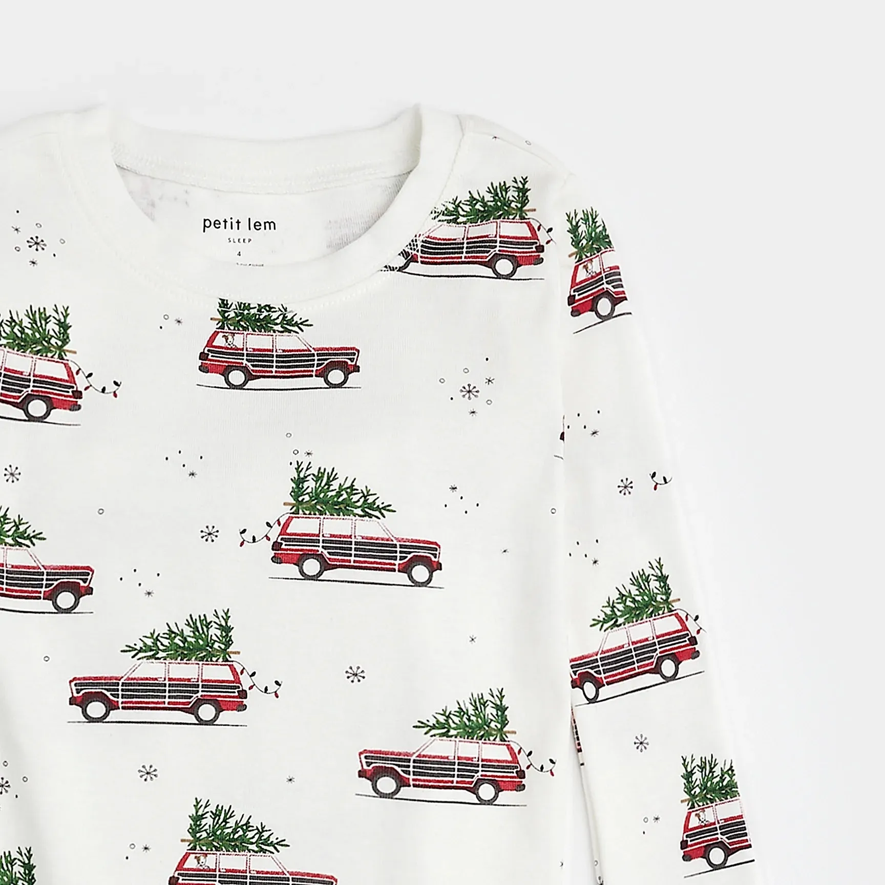 Petit Lem Station Wagon Print on Off-White PJ Set