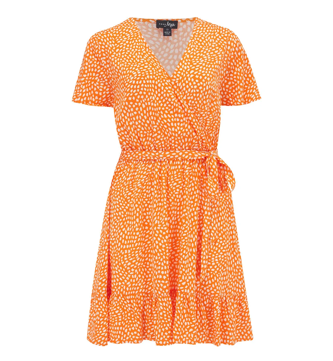 Pour Moi Tiered Wrap Beach Dress (91033) - Orange/White