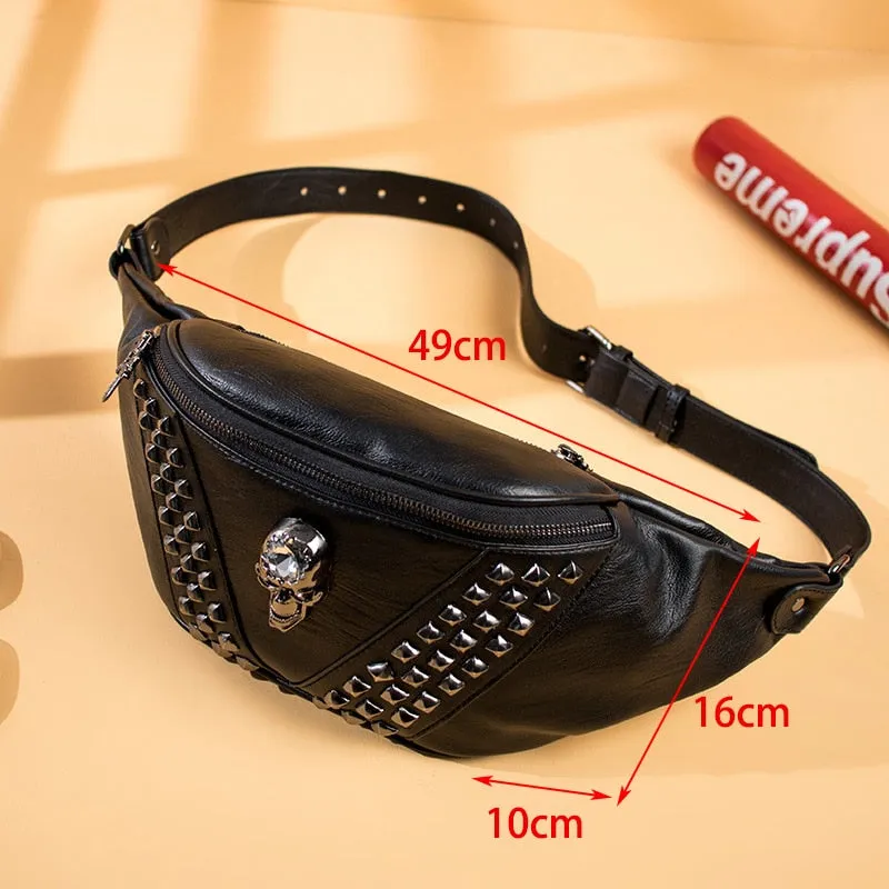 Punk Rivet Skull Waist Bag