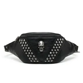 Punk Rivet Skull Waist Bag