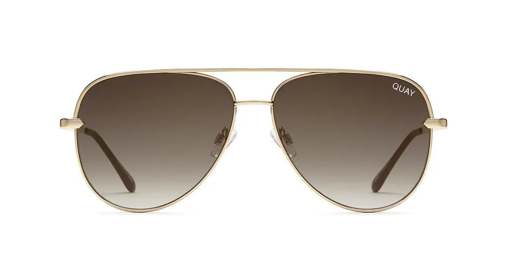 Quay x Desi Sahara Aviator Gold Fade Sunglasses