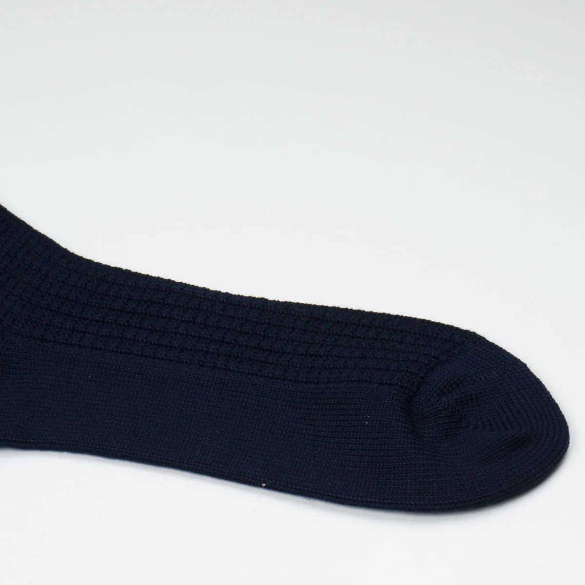 RoToTo - Cotton Waffle Crew Socks - Navy