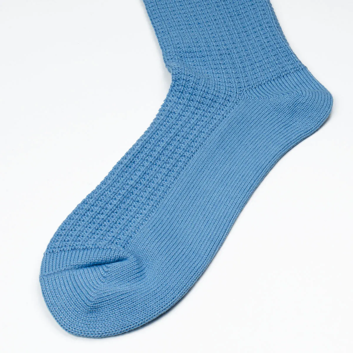 RoToTo - Cotton Waffle Crew Socks - Sky Blue