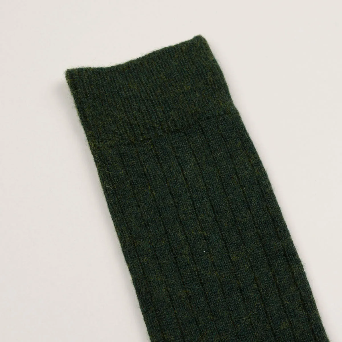 RoToTo - Cotton Wool Rib Socks - Dark Green