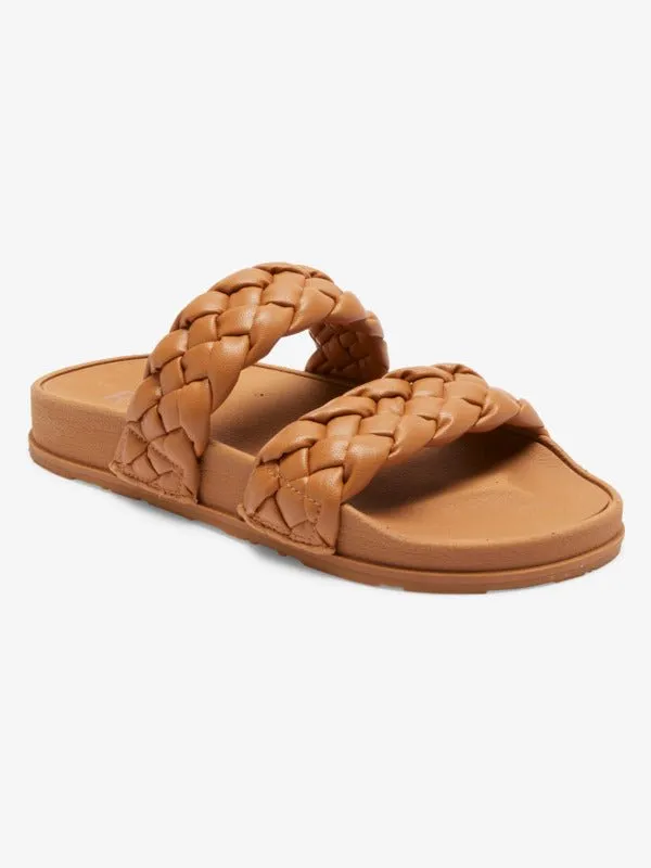 Roxy Slippy Braided Sandals - Tan 1