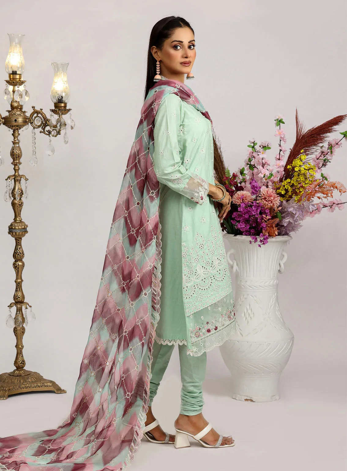 Sajni By Pakdaman Luxury Embroidered Lawn 3 Piece Stitched Suit PDF24S D-9904