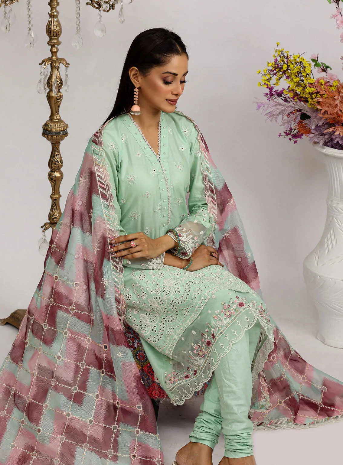 Sajni By Pakdaman Luxury Embroidered Lawn 3 Piece Stitched Suit PDF24S D-9904