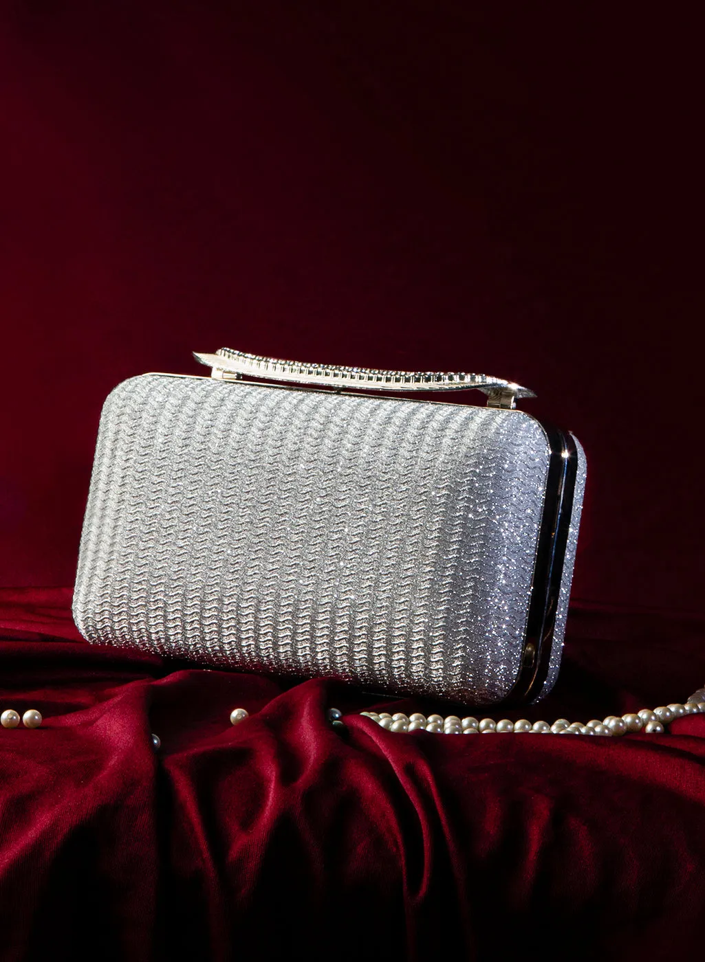 Shimmer Striped Box Clutch