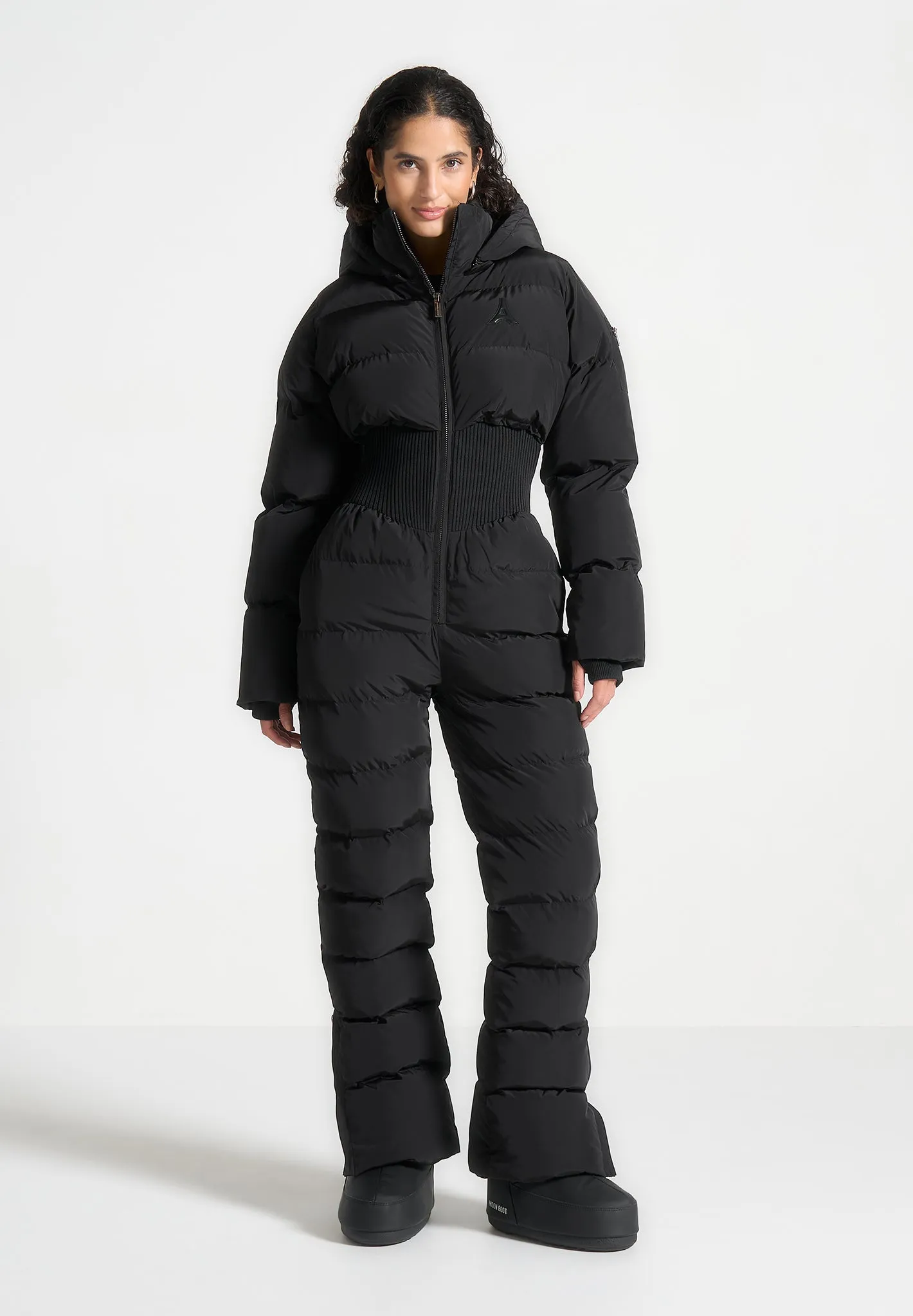 Ski Suit with Corset Detail - Black