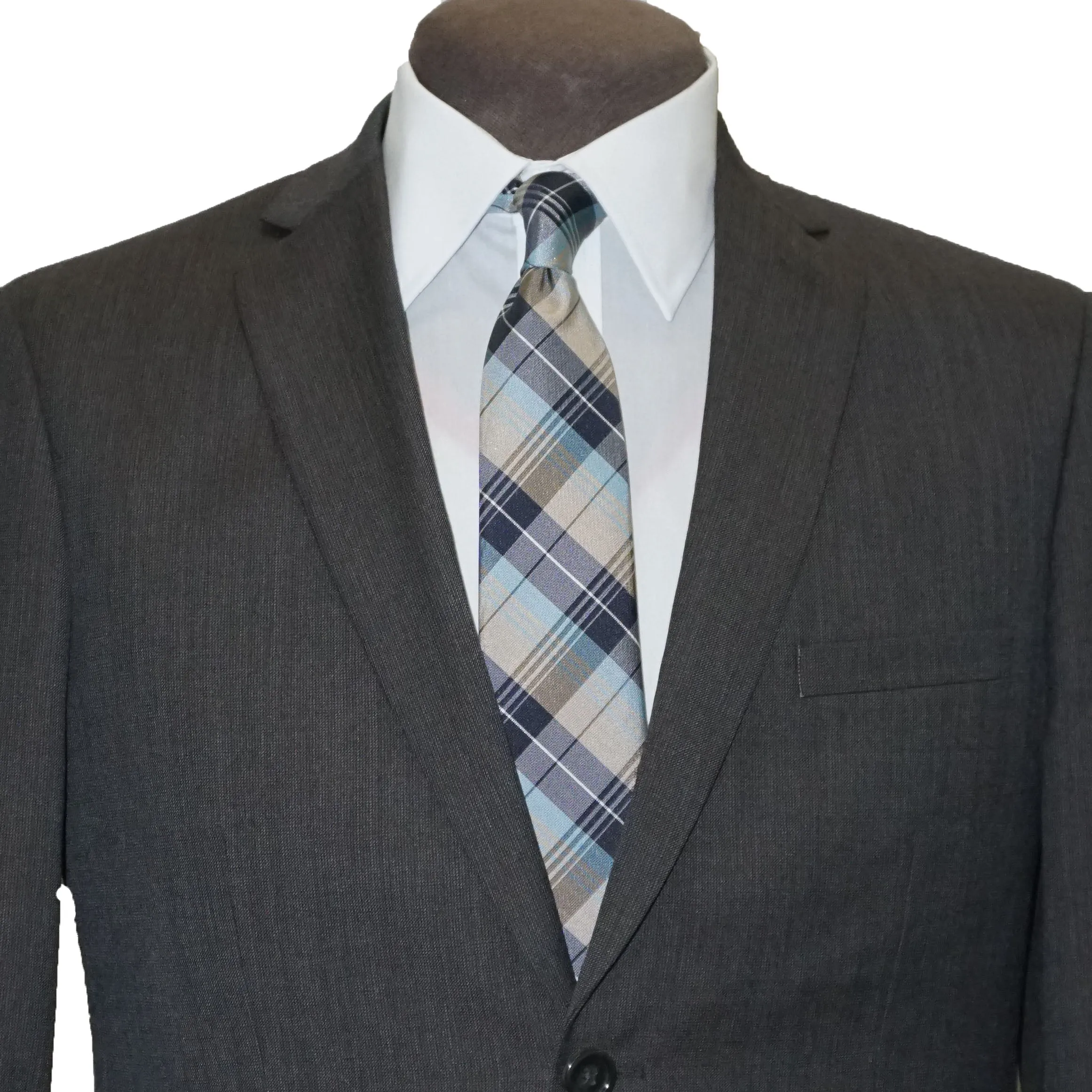 Slim Fit 2 Pant Wool Blend Suit - Charcoal